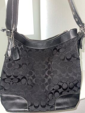 Vintage Coach Black Signature Canvas Shoulder Bag